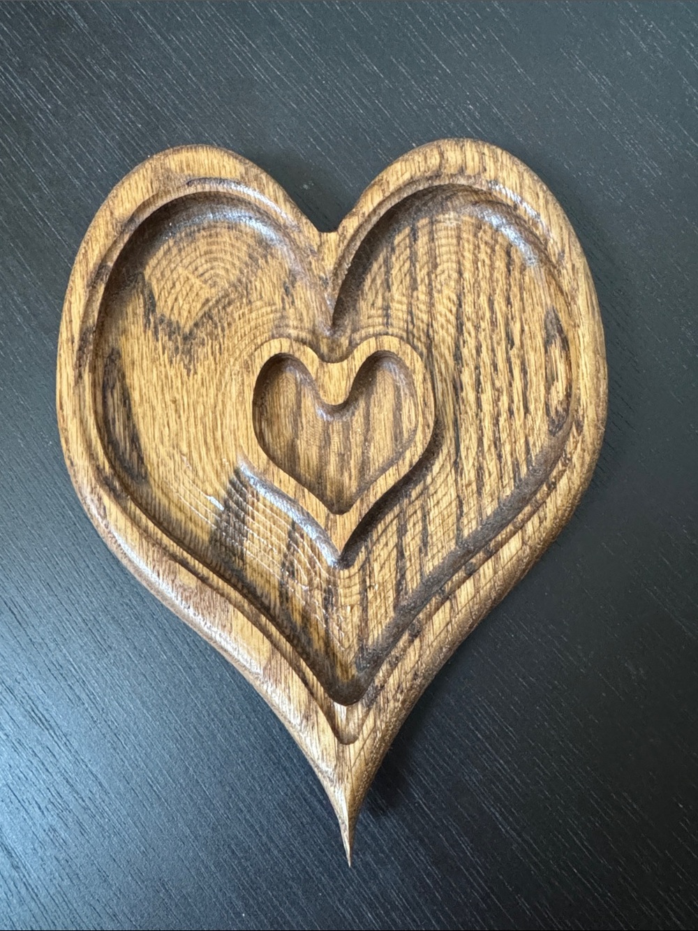 Hand-Carved Wooden Heart Trinket Dish - Walnut